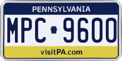 PA license plate MPC9600