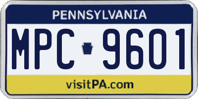 PA license plate MPC9601