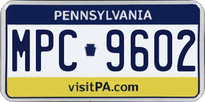 PA license plate MPC9602
