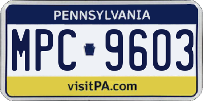 PA license plate MPC9603