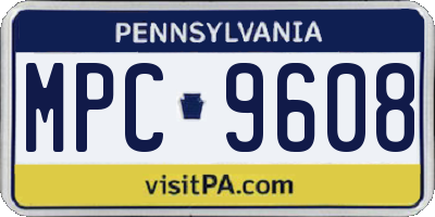 PA license plate MPC9608