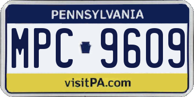 PA license plate MPC9609