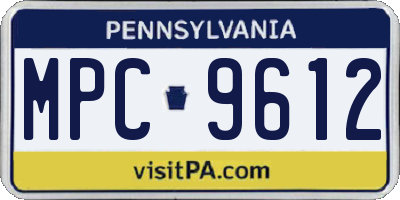 PA license plate MPC9612