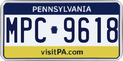 PA license plate MPC9618
