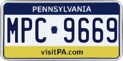 PA license plate MPC9669