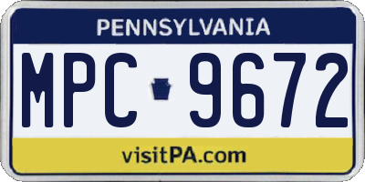 PA license plate MPC9672