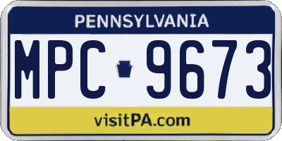 PA license plate MPC9673