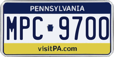 PA license plate MPC9700
