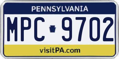 PA license plate MPC9702
