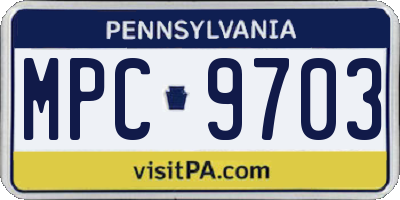 PA license plate MPC9703