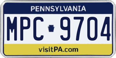 PA license plate MPC9704