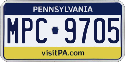 PA license plate MPC9705