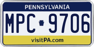 PA license plate MPC9706