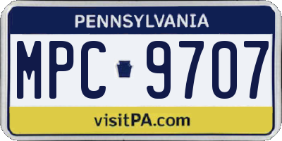 PA license plate MPC9707