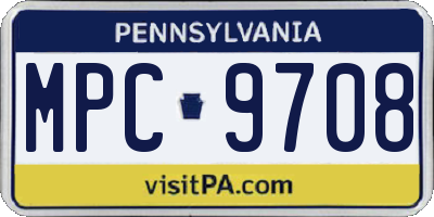 PA license plate MPC9708