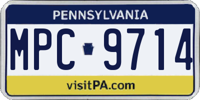 PA license plate MPC9714