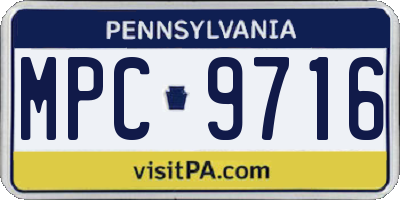 PA license plate MPC9716