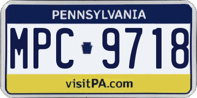 PA license plate MPC9718