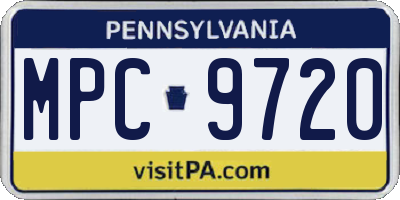 PA license plate MPC9720