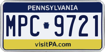 PA license plate MPC9721