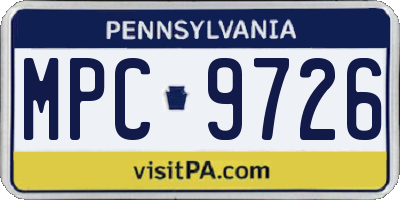 PA license plate MPC9726