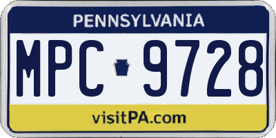PA license plate MPC9728