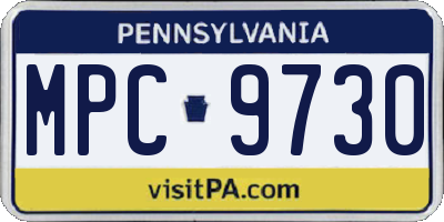 PA license plate MPC9730