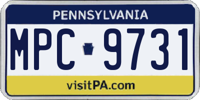 PA license plate MPC9731