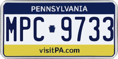 PA license plate MPC9733