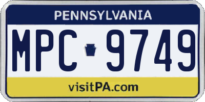 PA license plate MPC9749