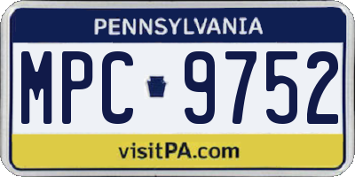 PA license plate MPC9752