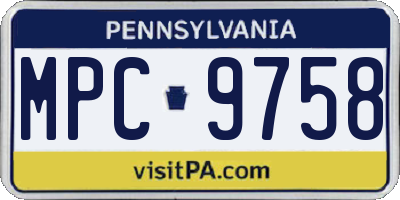 PA license plate MPC9758