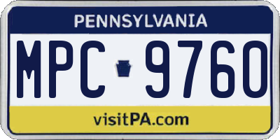 PA license plate MPC9760