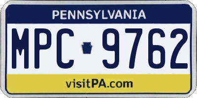 PA license plate MPC9762