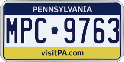 PA license plate MPC9763