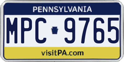 PA license plate MPC9765