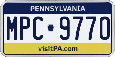 PA license plate MPC9770