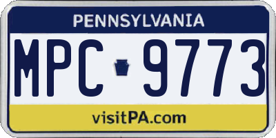 PA license plate MPC9773