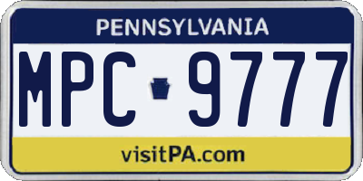 PA license plate MPC9777