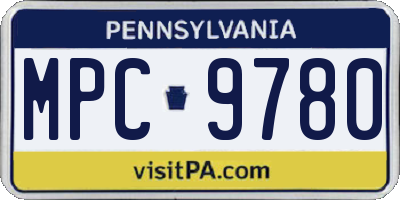 PA license plate MPC9780