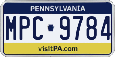 PA license plate MPC9784