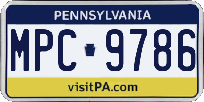 PA license plate MPC9786