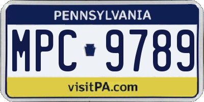 PA license plate MPC9789