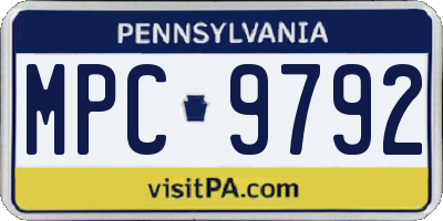PA license plate MPC9792