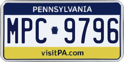 PA license plate MPC9796