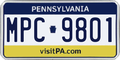 PA license plate MPC9801