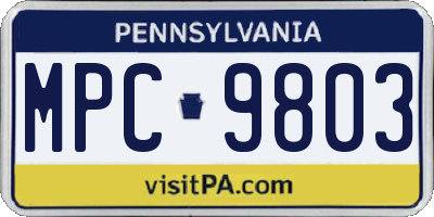 PA license plate MPC9803