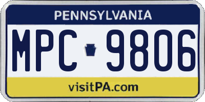 PA license plate MPC9806