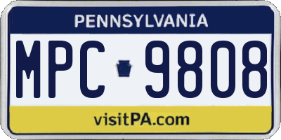 PA license plate MPC9808