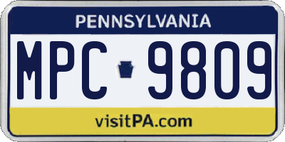 PA license plate MPC9809